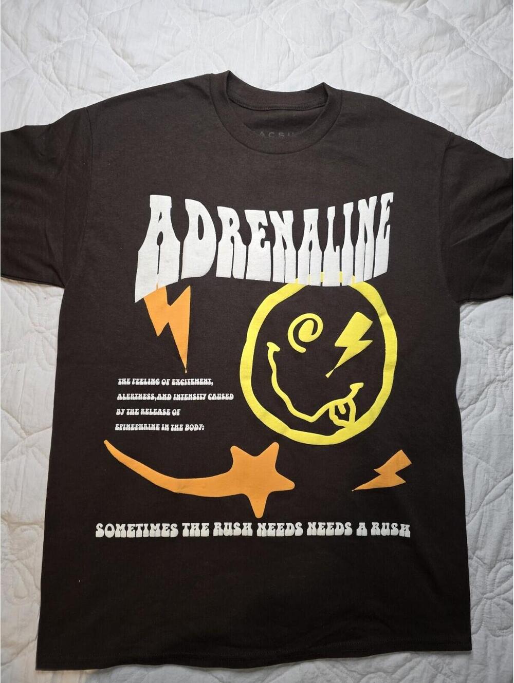 PacSun Adrenaline Graphic Tee Brown Lightning Smile Medium